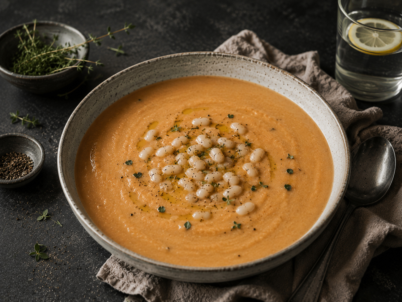Krémové minestrone s loupanými bílými fazolemi