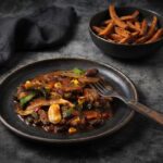 Vegetariánská mexická směs s batátovými hranolkami