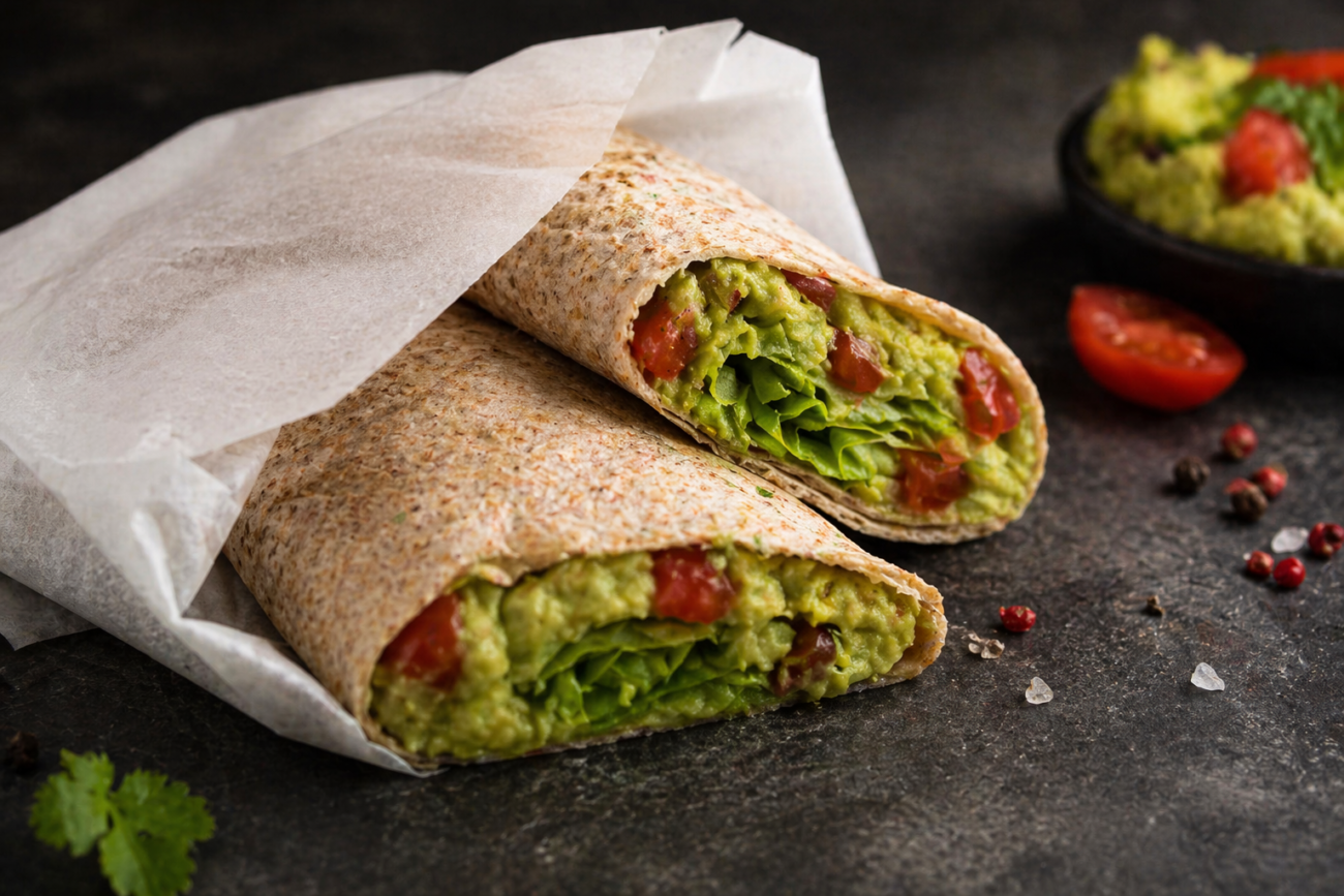Tortilla s guacamole a čerstvou zeleninou