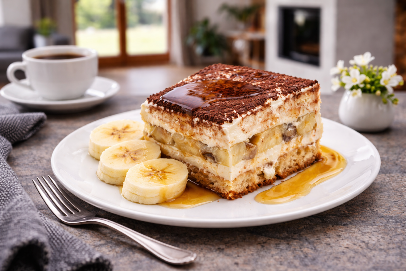 Banánový dezert s mascarpone a javorovým sirupem