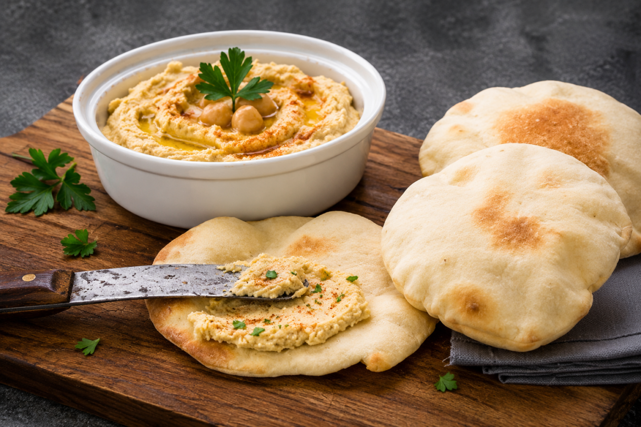 Hummus s pita chlebem