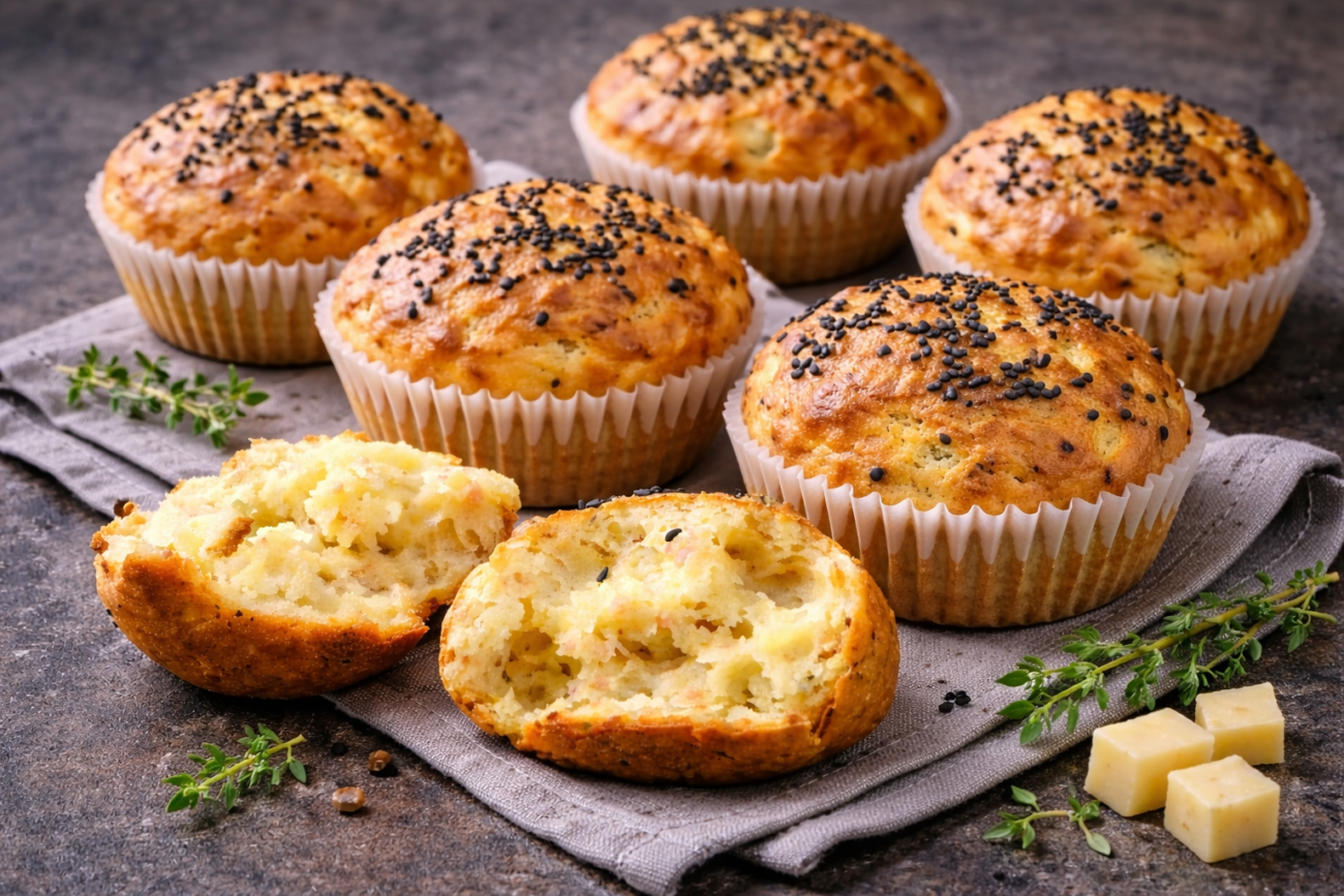 Sýrové muffiny s rajčatovým salátem