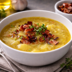 Bramborová polévka se zelím a restovanou slaninou