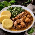 Vepřové výpečky se špenátem a bramborovým knedlíkem