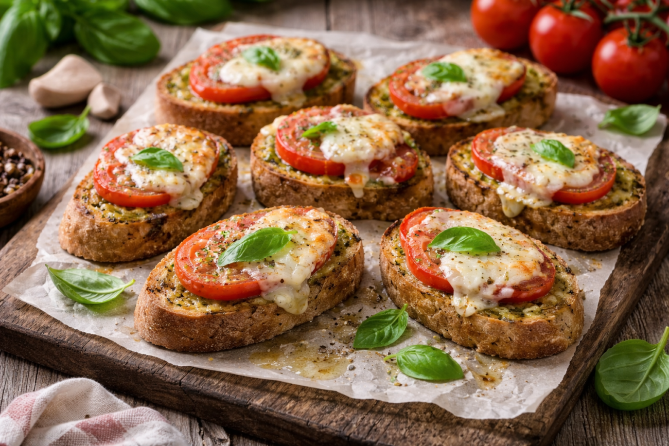 Italské toustíky s rajčaty a mozzarellou