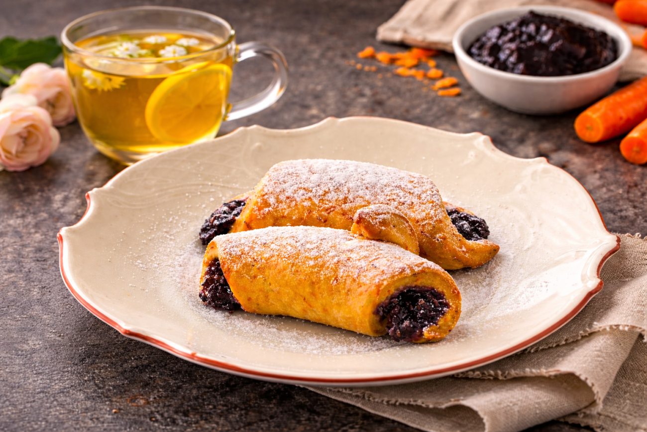 Mrkvové rohlíčky s povidly bezvaječné