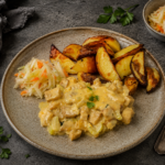 Tempeh na smetaně s pečenými brambory