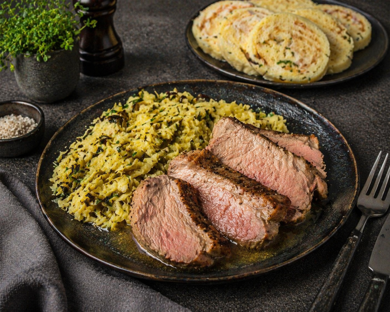 Pečená kachní prsa s cuketovým zelím