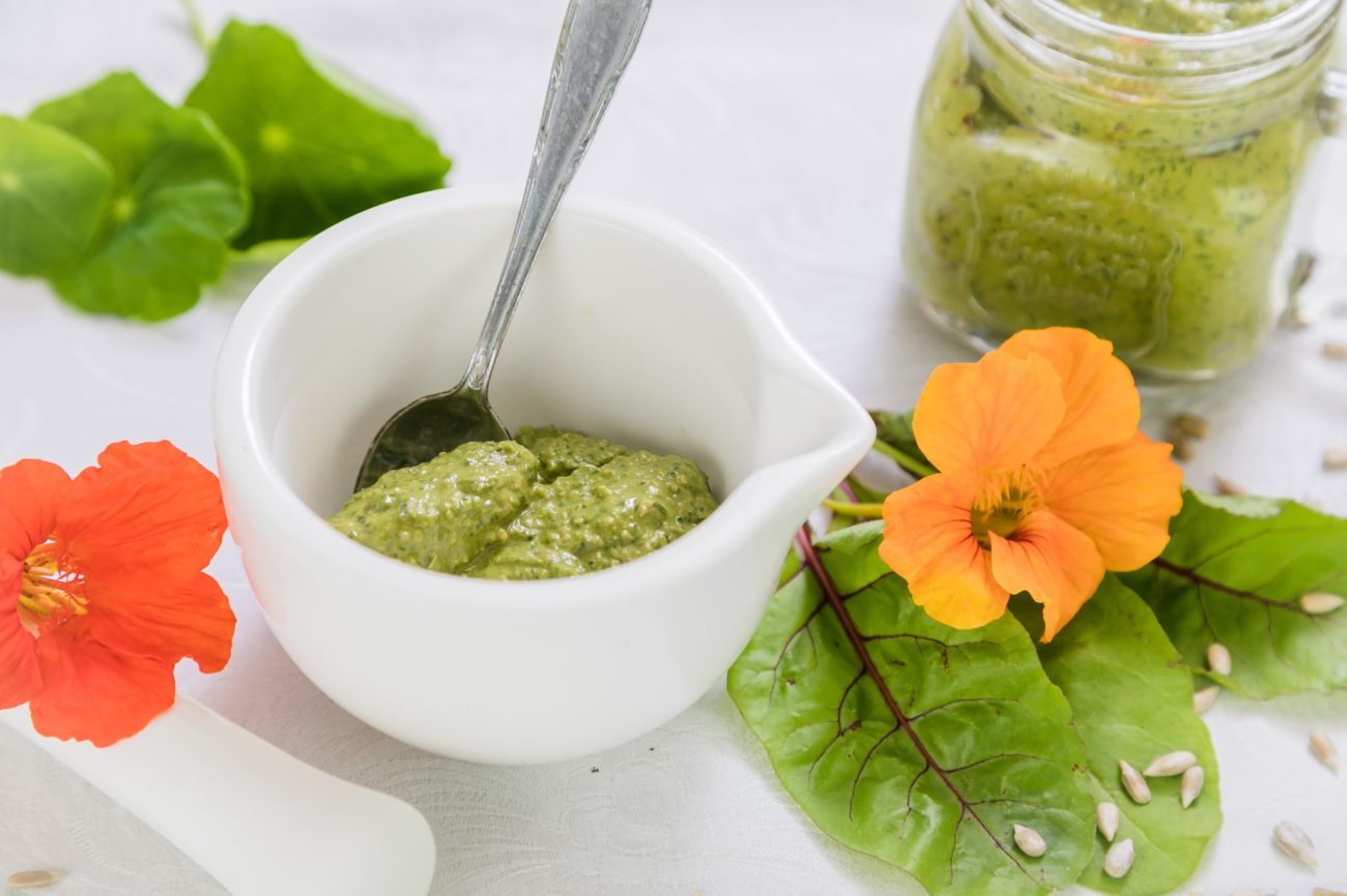 Pesto z listů červené řepy