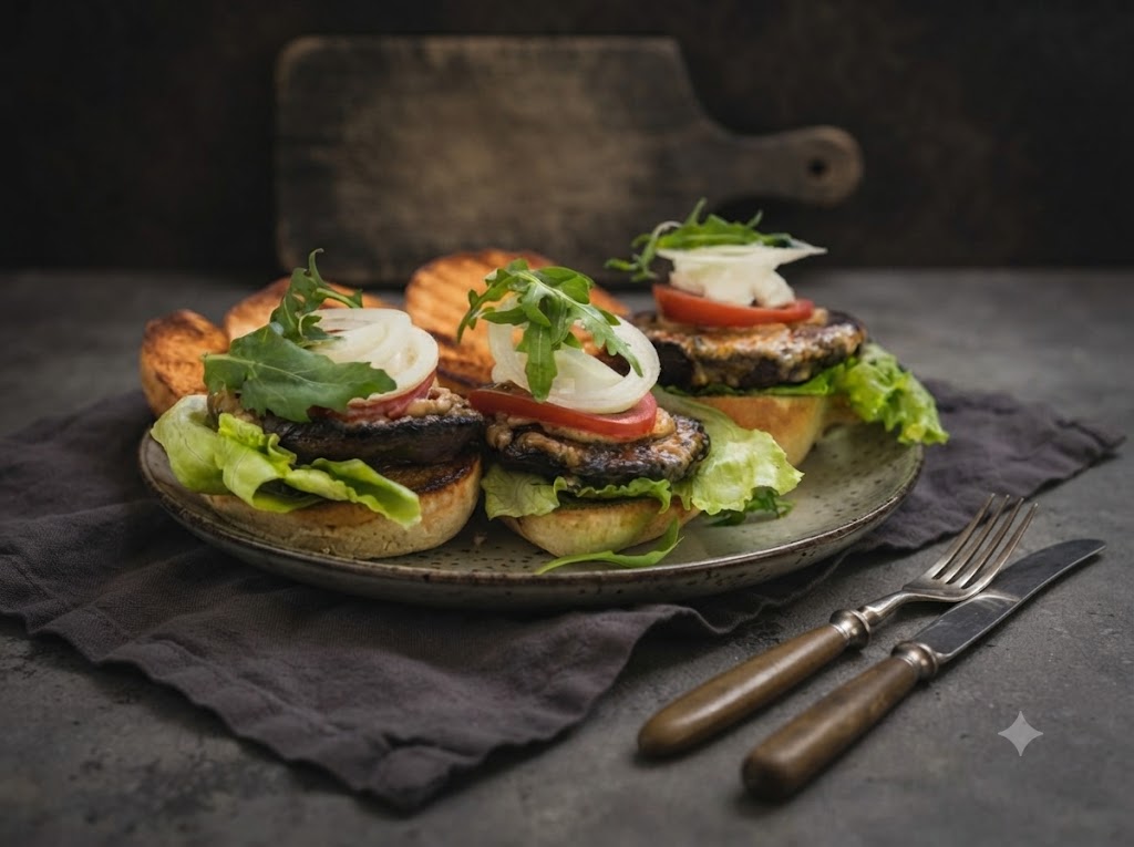 Vegetariánské burgery s portobello žampiony