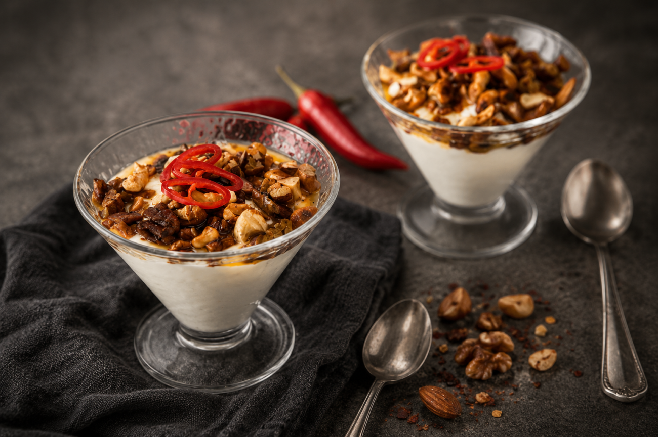 Jogurt s chilli oříšky