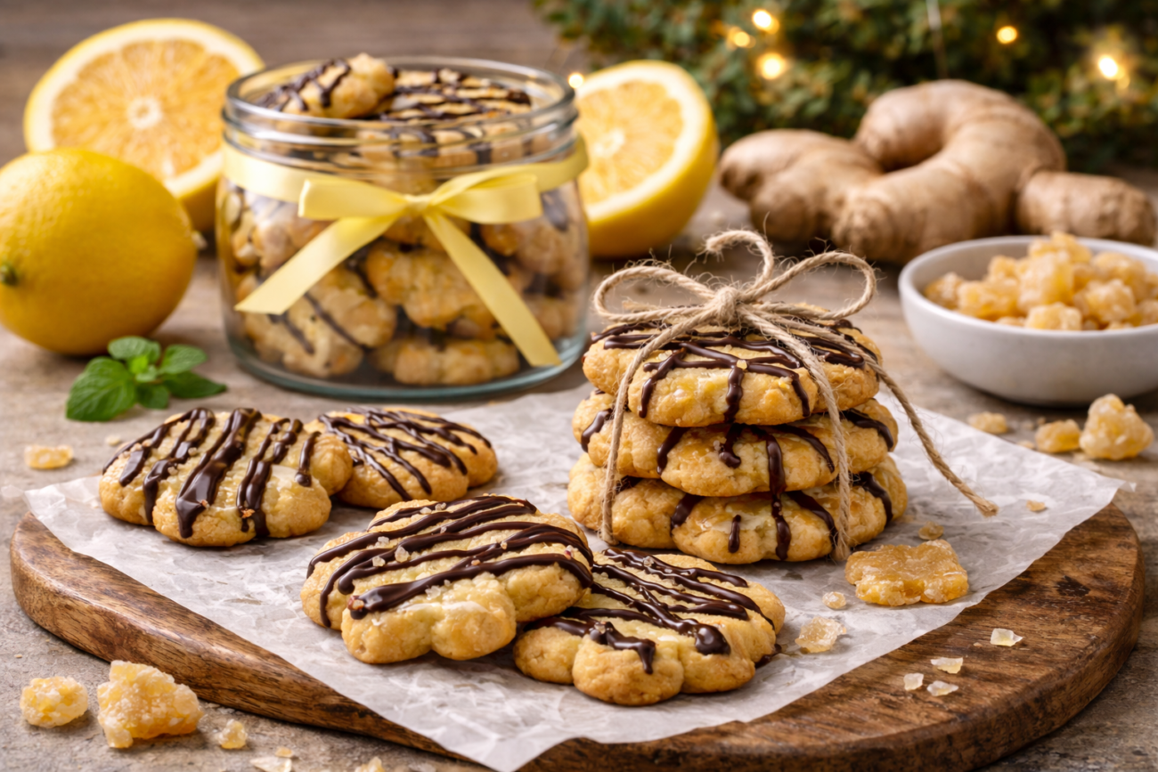 Citrónové sušenky se zázvorem a čokoládou