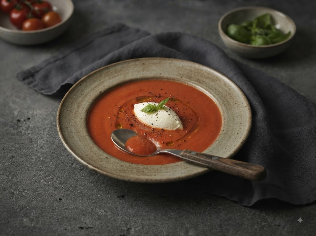 Tomatová polévka s nokem z mascarpone