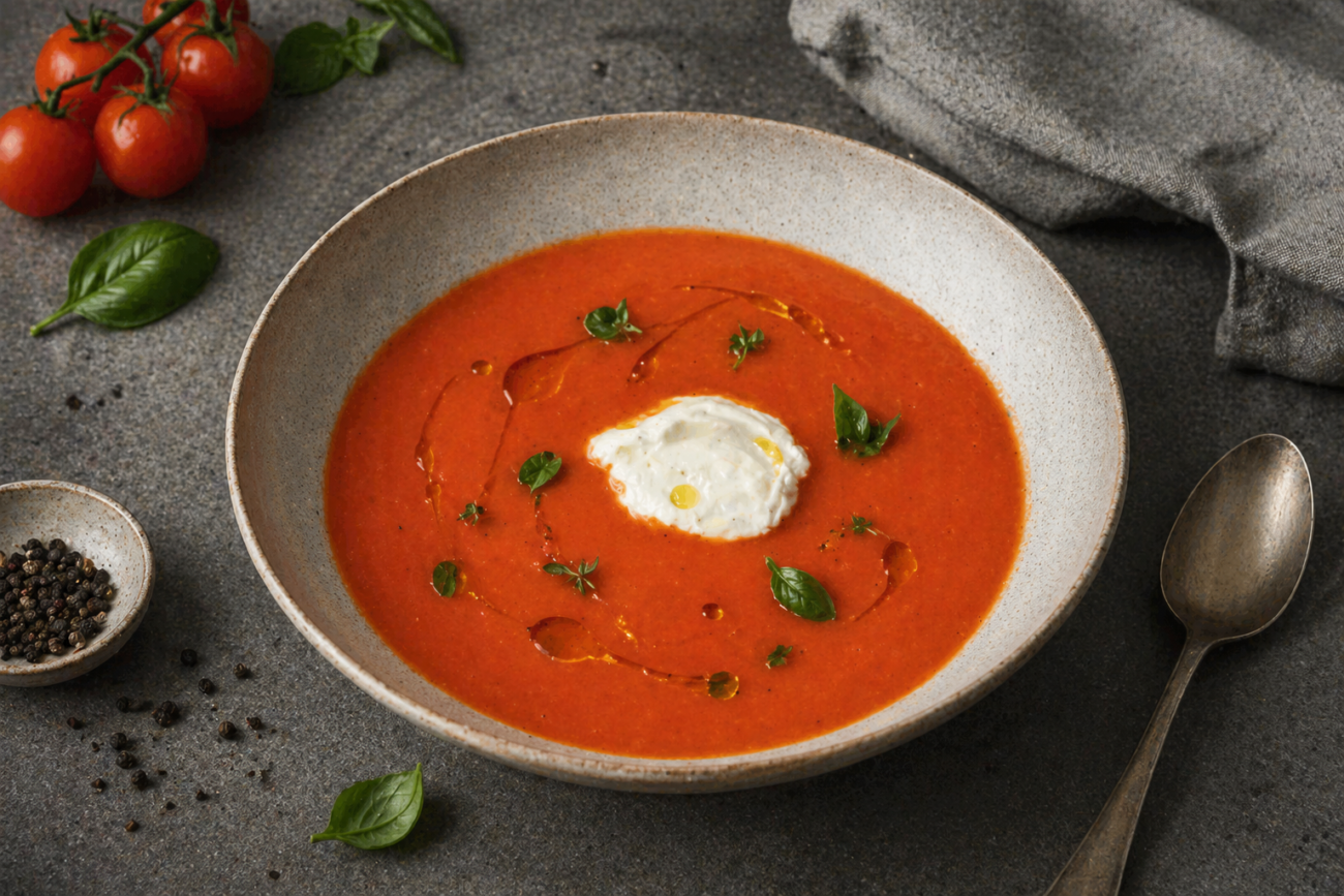 Tomatová polévka s nokem z mascarpone