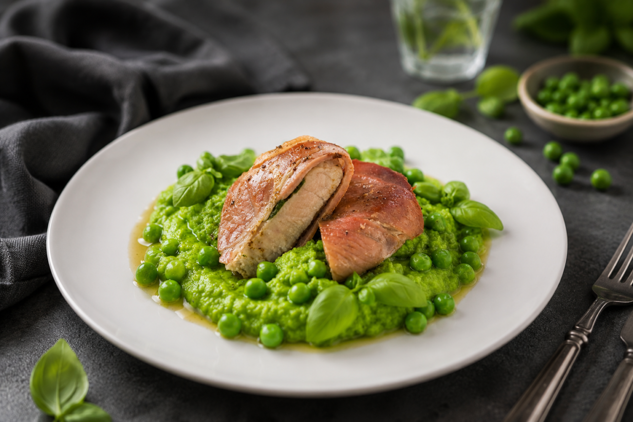 Saltimbocca s hráškovým pyré