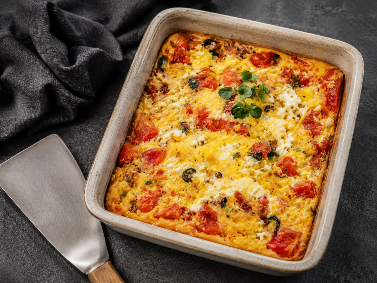 Frittata s rajčaty a balkánským sýrem