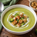 Brokolicová polévka s krutony z tofu