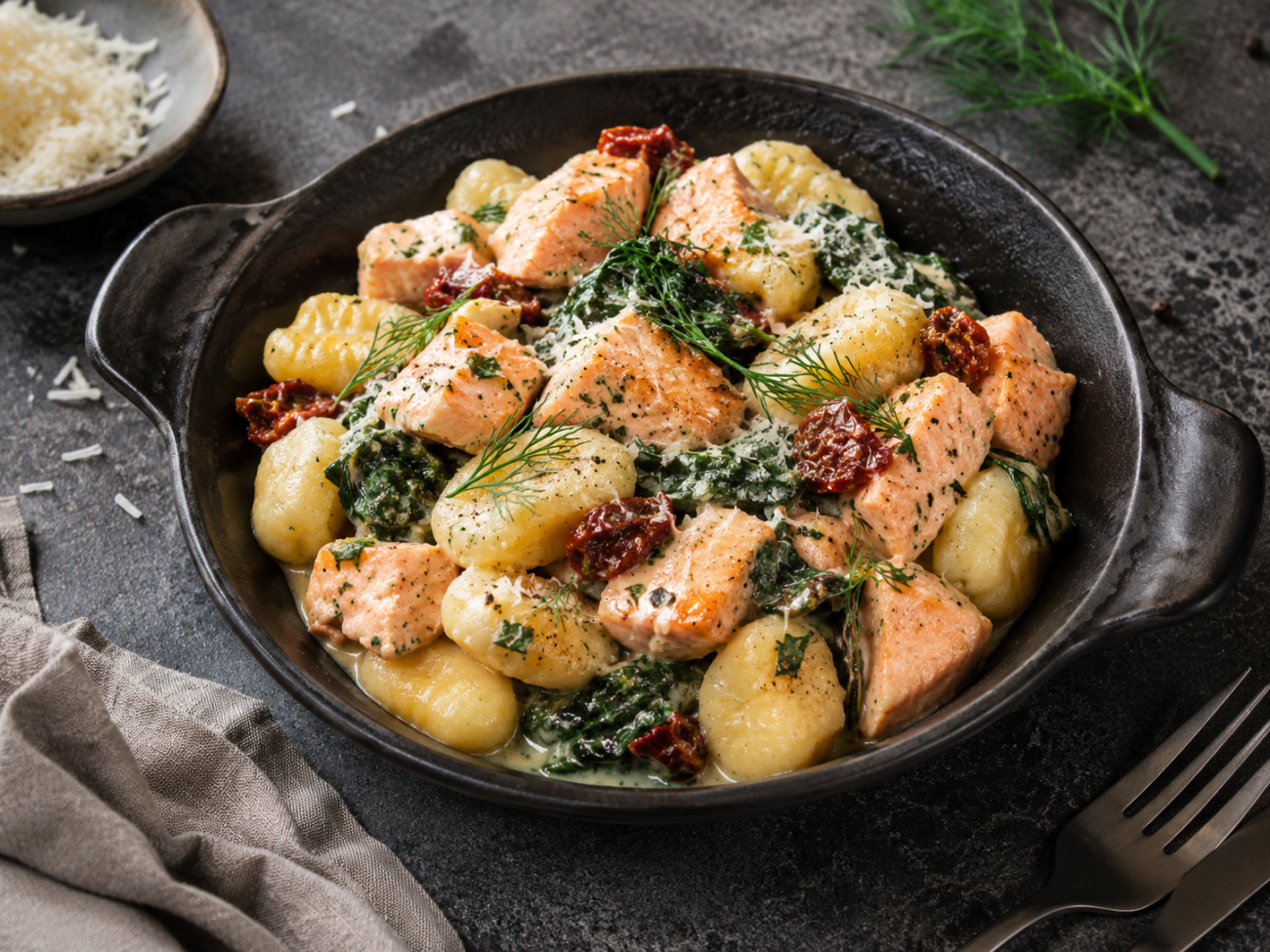Bramborové gnocchi s lososem