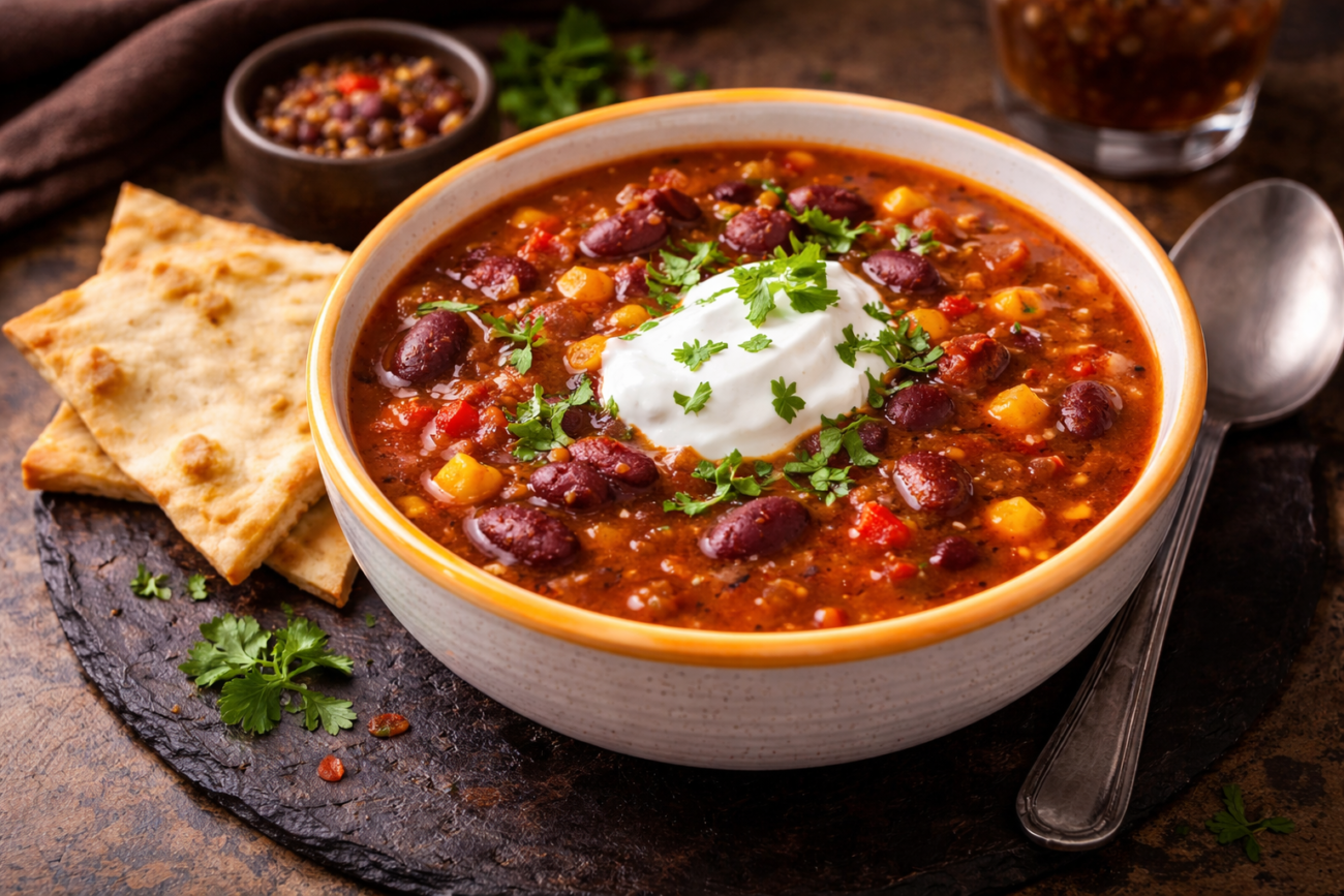 Pikantní polévka z červených fazolí