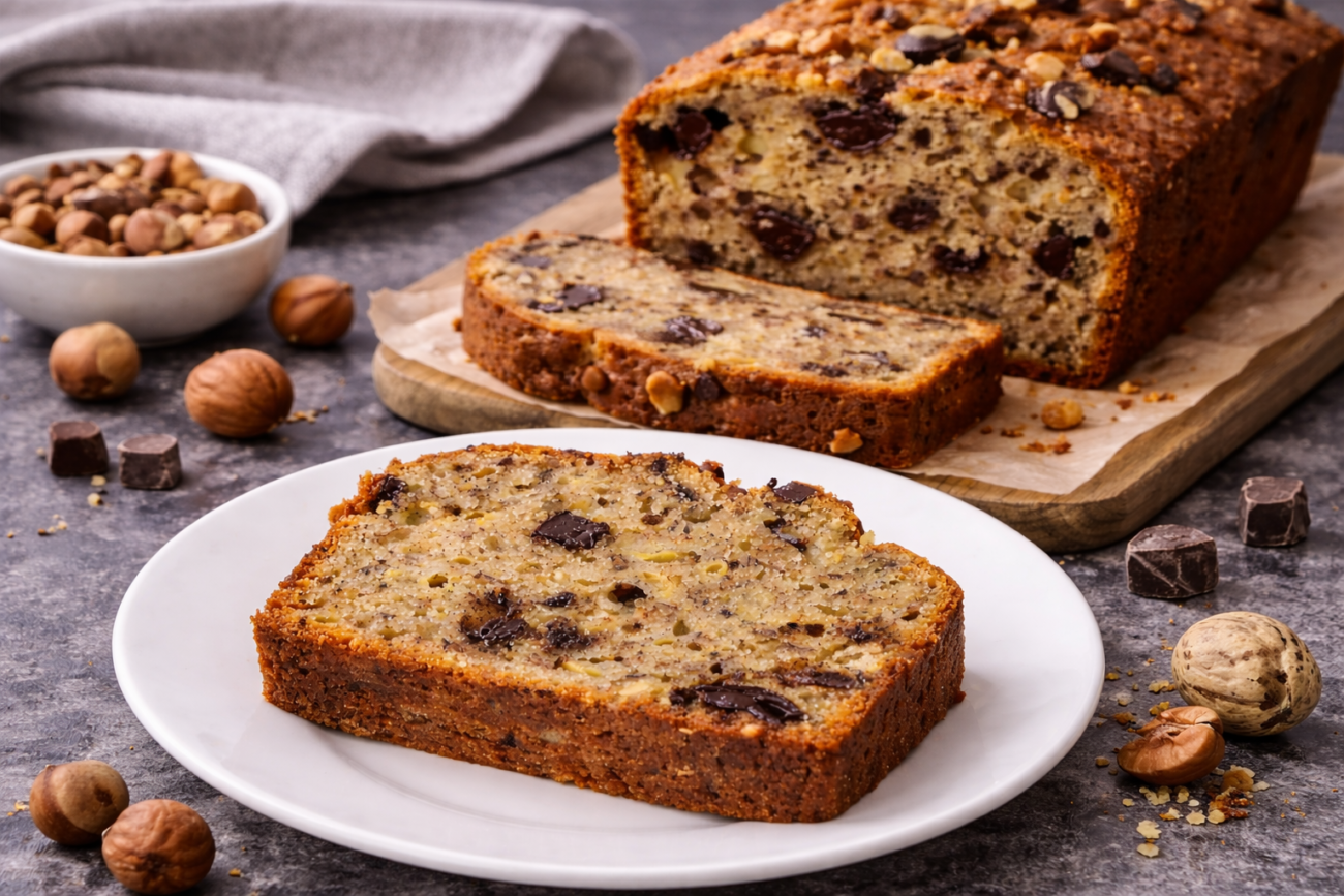 Banánový chlebíček s oříšky a čokoládou