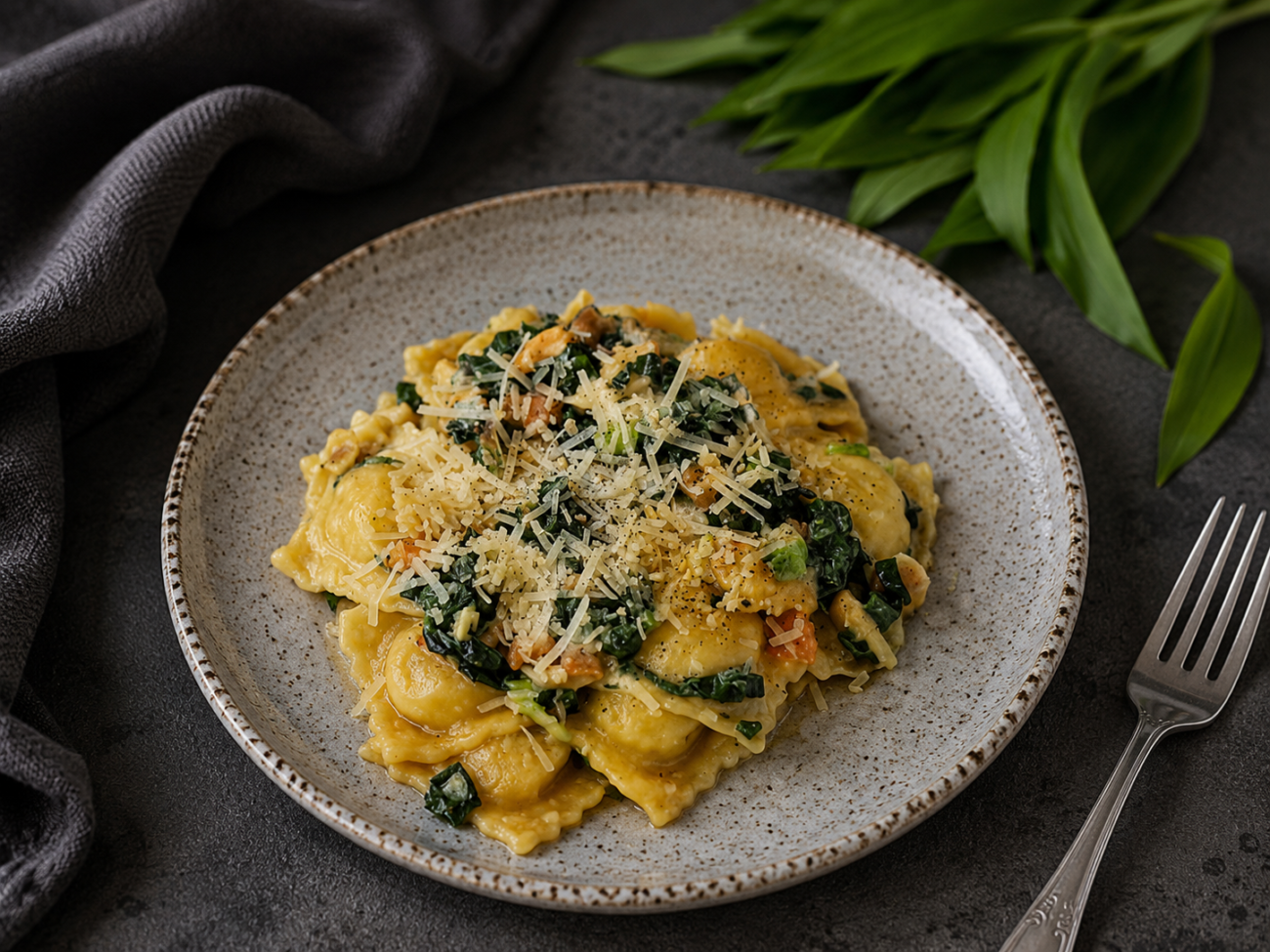 Ravioly s medvědím česnekem