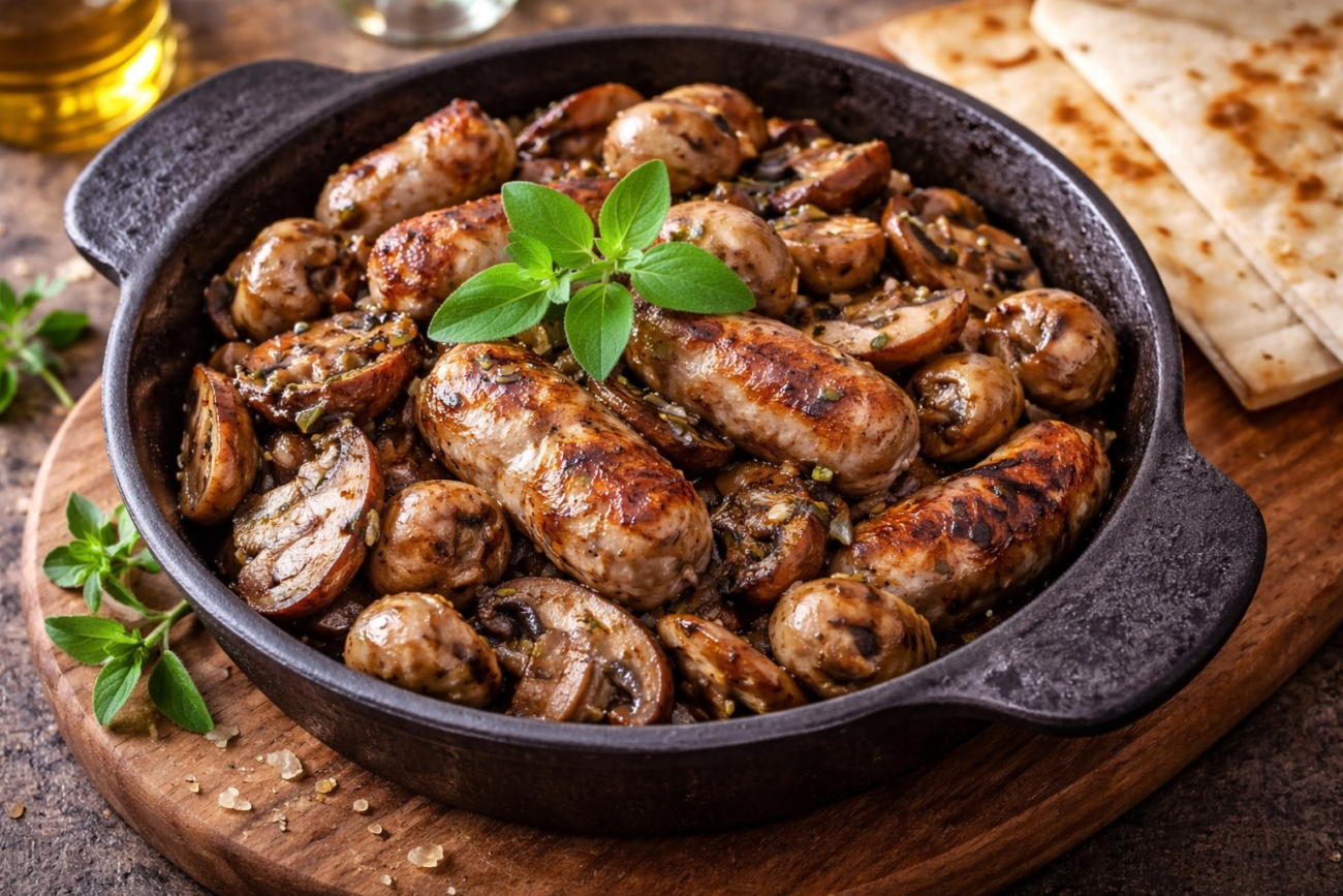 Bavorské klobásky se žampióny