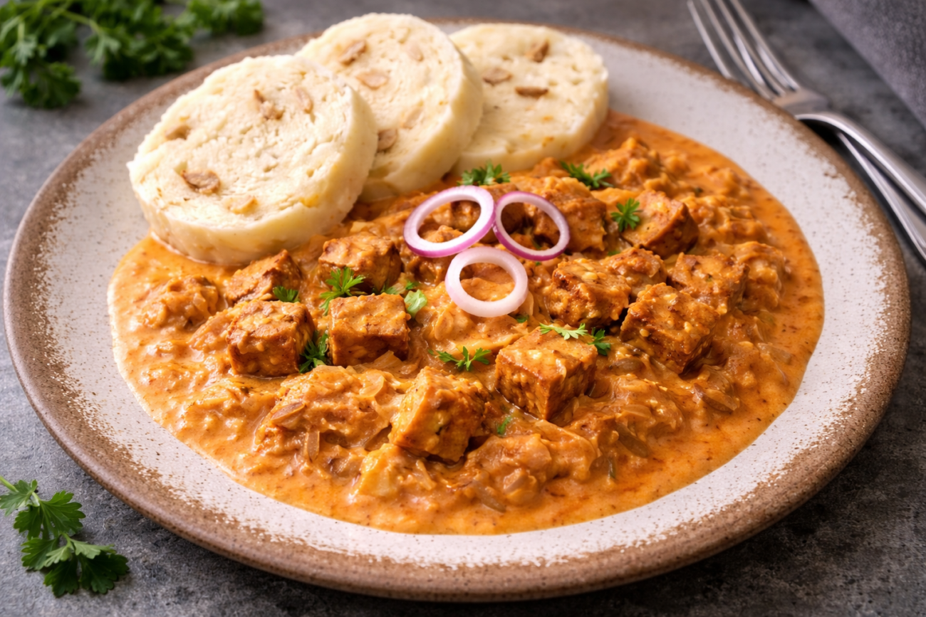 Vege segedín z uzeného tempehu