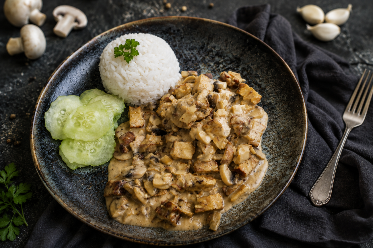 Uzený tempeh na žampiónech
