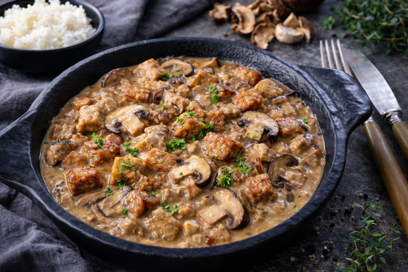 Hříbková omáčka s uzeným tempehem