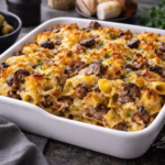 Zapečené těstoviny s houbami