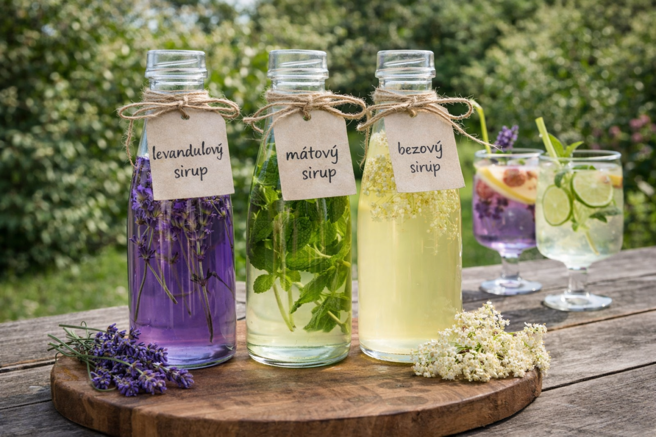 Bylinné sirupy na domácí limonády – levandulový, mátový, bezový