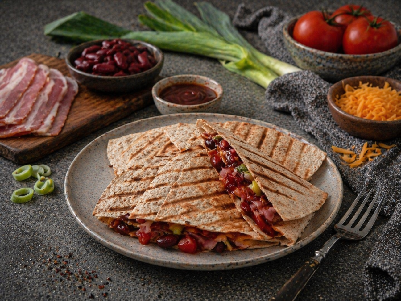 Poskládaná plněná tortilla