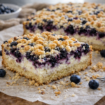 Strouhaný koláč s tvarohem a borůvkami