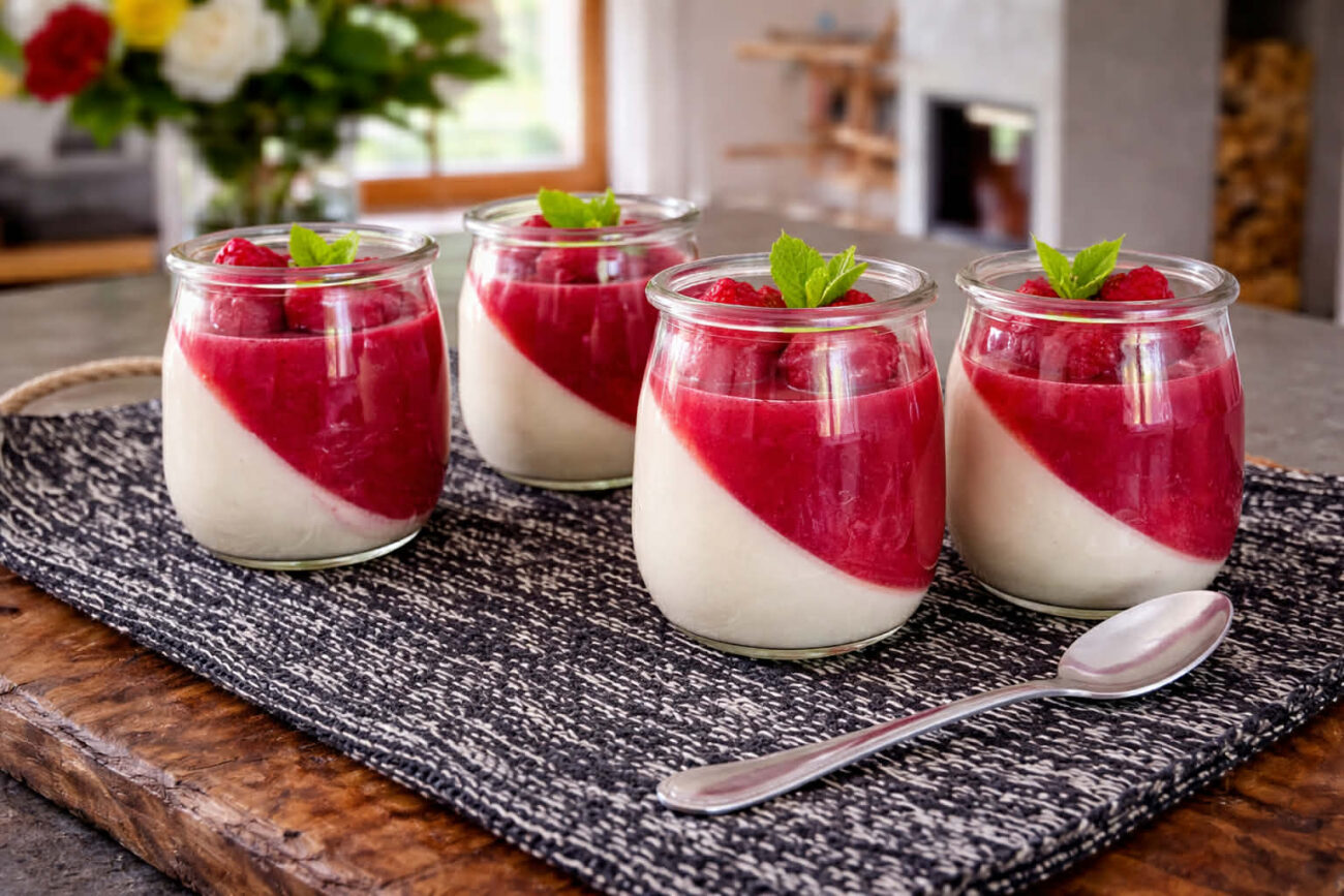 Malinová panna cotta