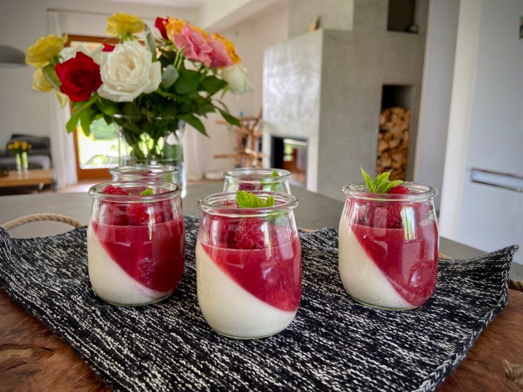 Malinová panna cotta