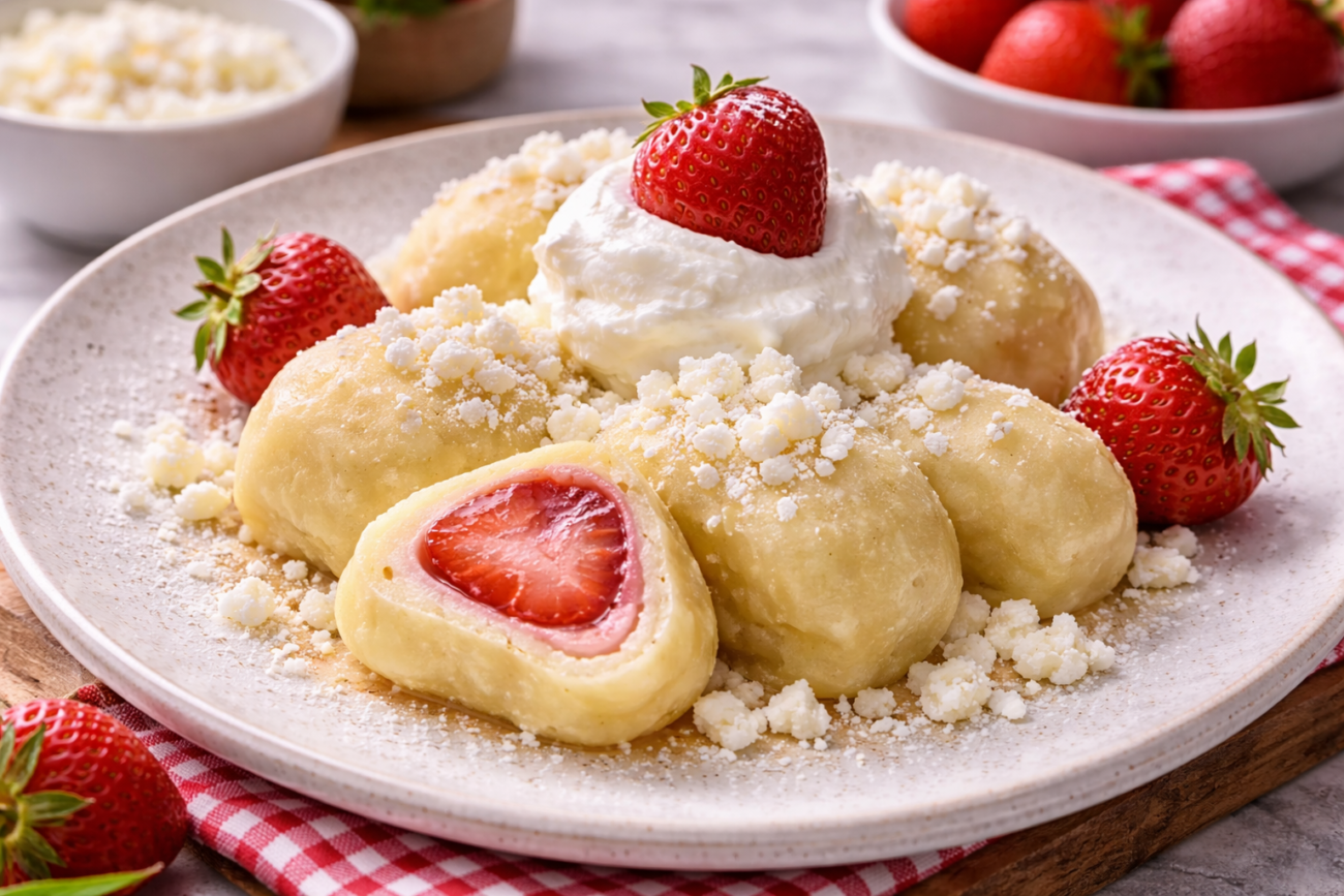 Tvarohové knedlíky s jahodami