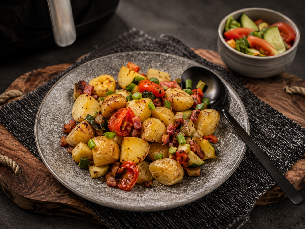 Brambory se zeleninou a s tyrolským špekem z horkovzdušné fritézy