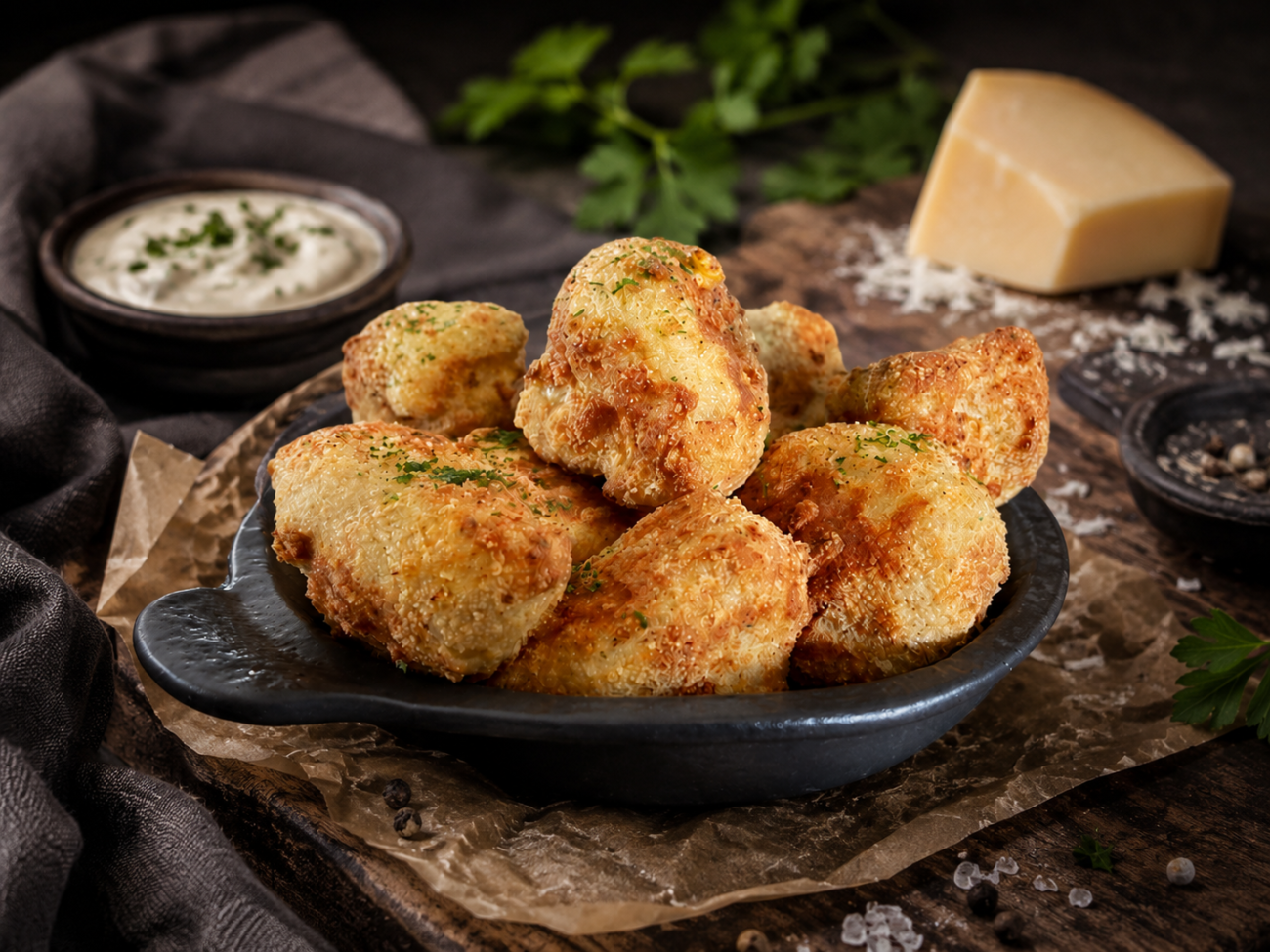 Květák v parmazánové strouhance z horkovzdušné fritézy