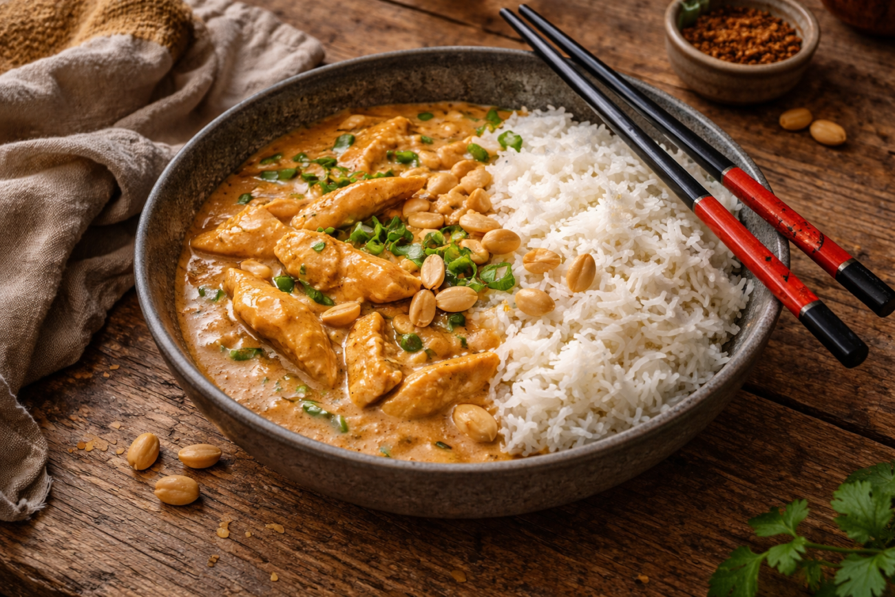 Kuřecí kousky v arašídové omáčce