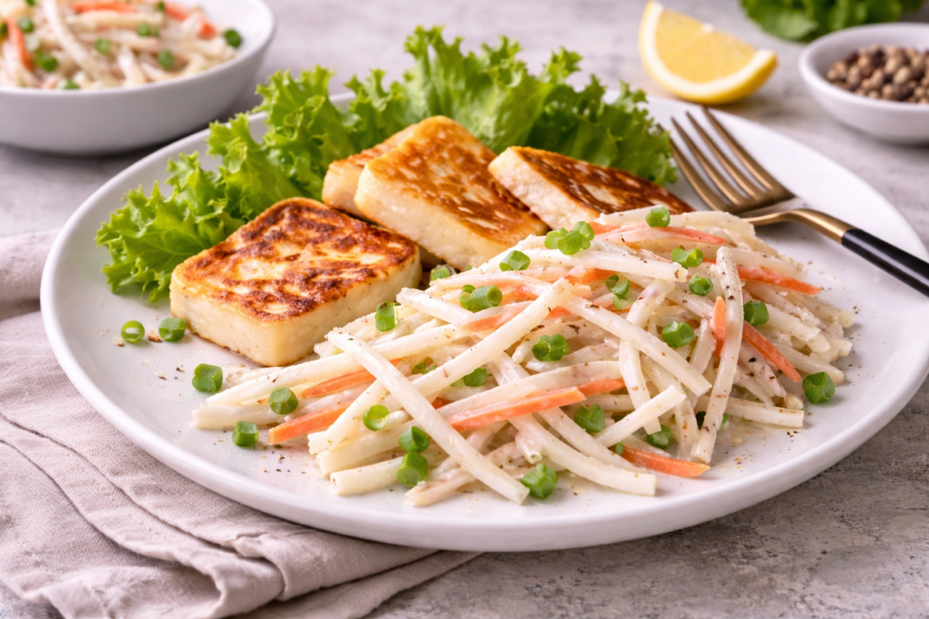 Kedlubnový salát se sýrem Halloumi