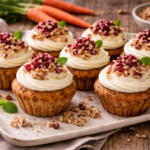 Mrkvové cupcakes s tvarohovým krémem a ořechy
