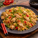 Smažená rýže se zeleninou a krůtím masem