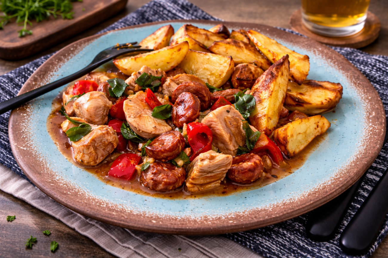 Krůtí kousky s chorizo párečky