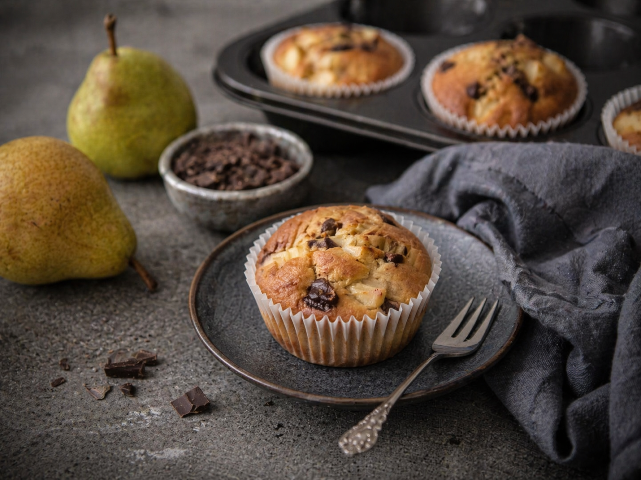 Hruškové muffiny s čokoládou