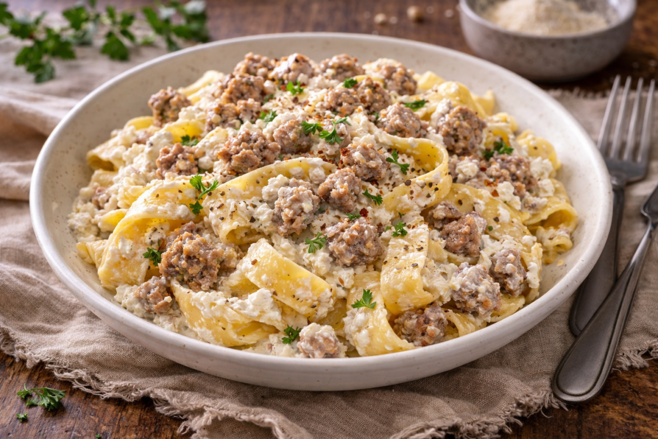 Těstoviny s ricottou a salsicciou