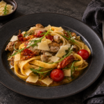Tagliatelle s vepřovou panenkou a rajčaty