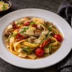 Tagliatelle s vepřovou panenkou a rajčaty