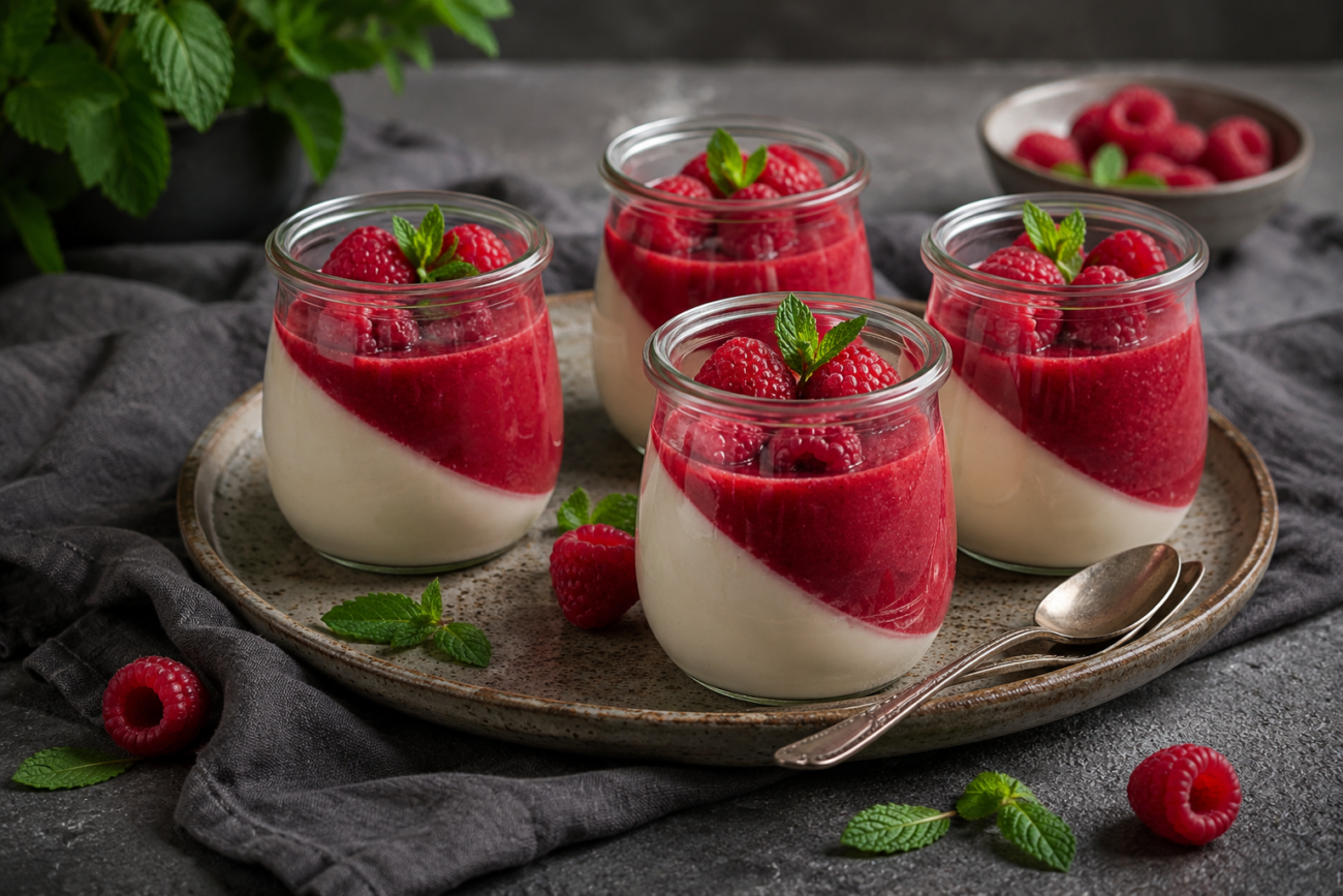 Malinová panna cotta