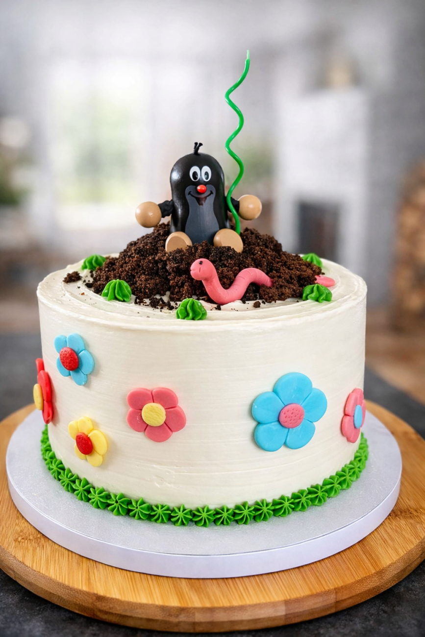 Piškotový dort s krtečkem