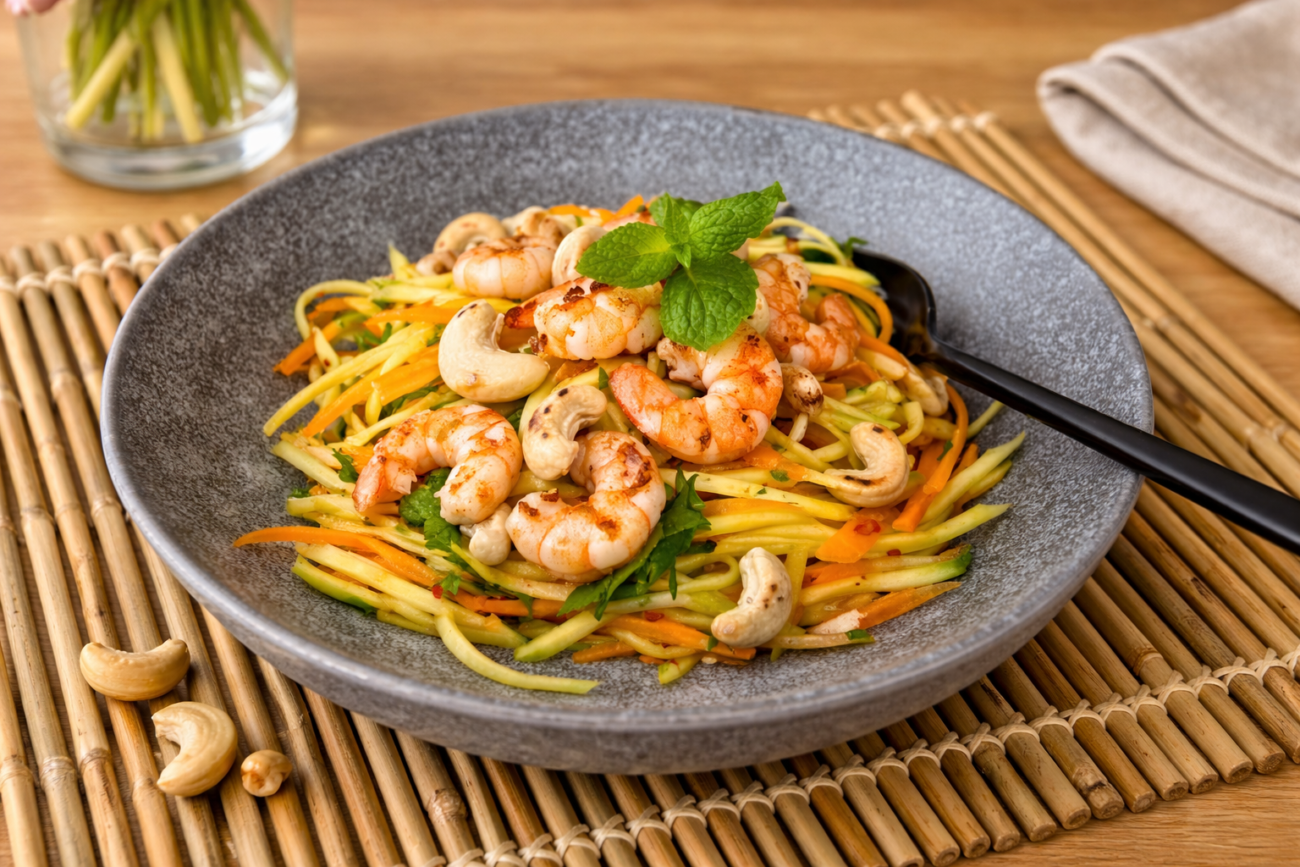 Mangový salát s krevetami